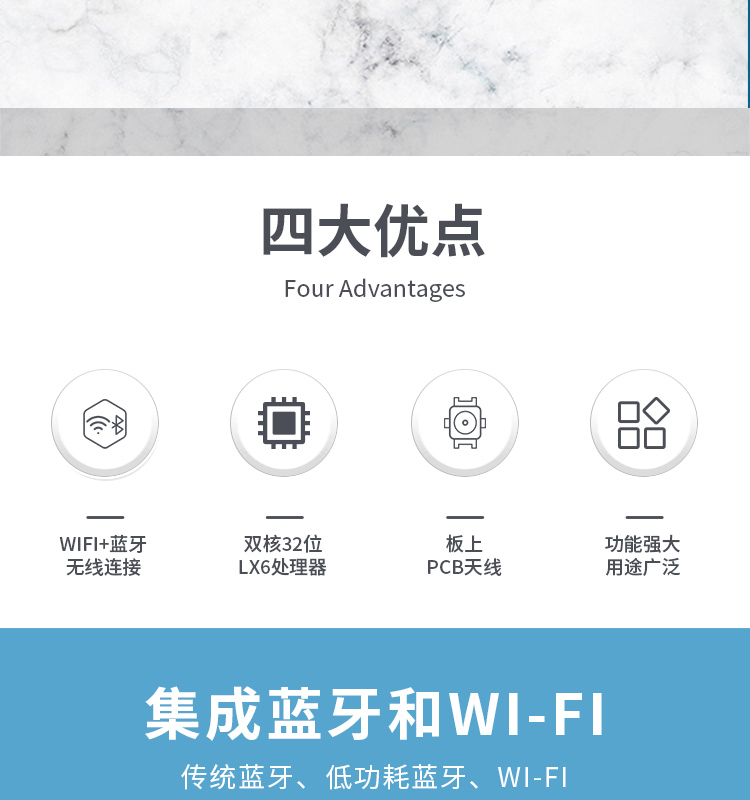樂鑫信息科技官網ESP32-WROOM-32E-N16 2.4GHz Wi-Fi+藍牙?+低功耗藍牙模組自組網wifi mesh模塊